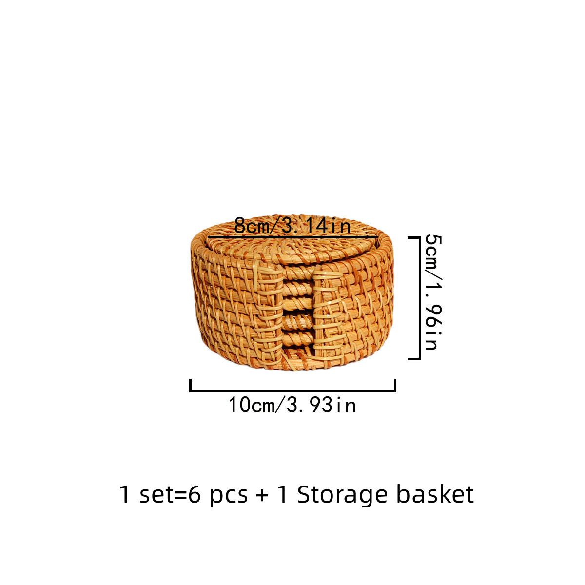 

Retro Style Rattan Coaster Home Office Tea Cup Mat Round Heat Insulation Cup Pad Dining Table Decoration Coaster Tea Pot Mats