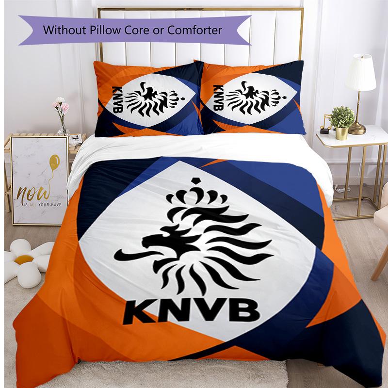 Netherlands Football Printed Bedding 3 Piece Set Cozy Breathable Bed Cover Set as Housewarming Holiday Gift