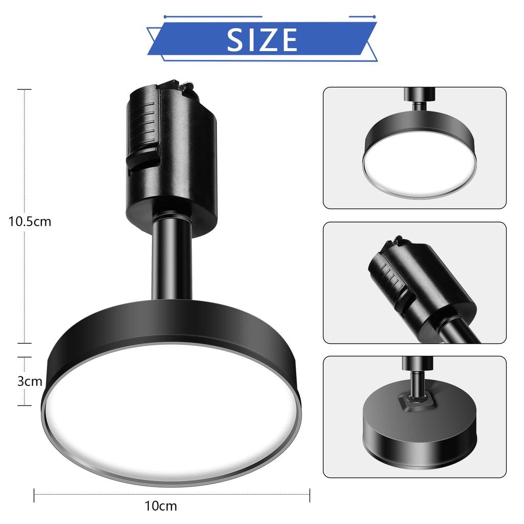 12W LED Light for Duct Rails, High Output 1200lm (120W Equivalent), Integrated Fixture, Easy Installation, Adjustable Angle, for Duct Rails, Facility