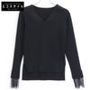FOXEY 36378 Black V-neck Knit Top with Lace Sleeves Tops 40 blackUsed