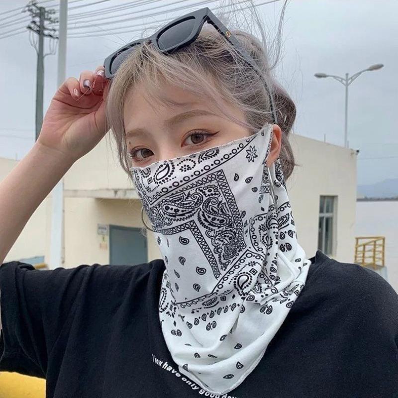 Summer Sunscreen Face Mask Neck Tube Scarf Sun UV Wind Protection Chiffon Scarf Dustproof Cycling Motorcycle Running Ear Hangers