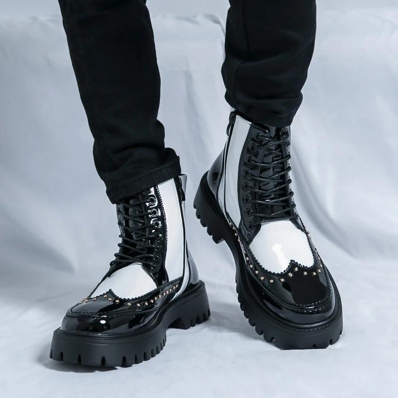 Men's High Quality Casual Platform Boots New Designer Shoes Men's Motorcycle Ankle Boots British High-end Men Boots Botas Hombre