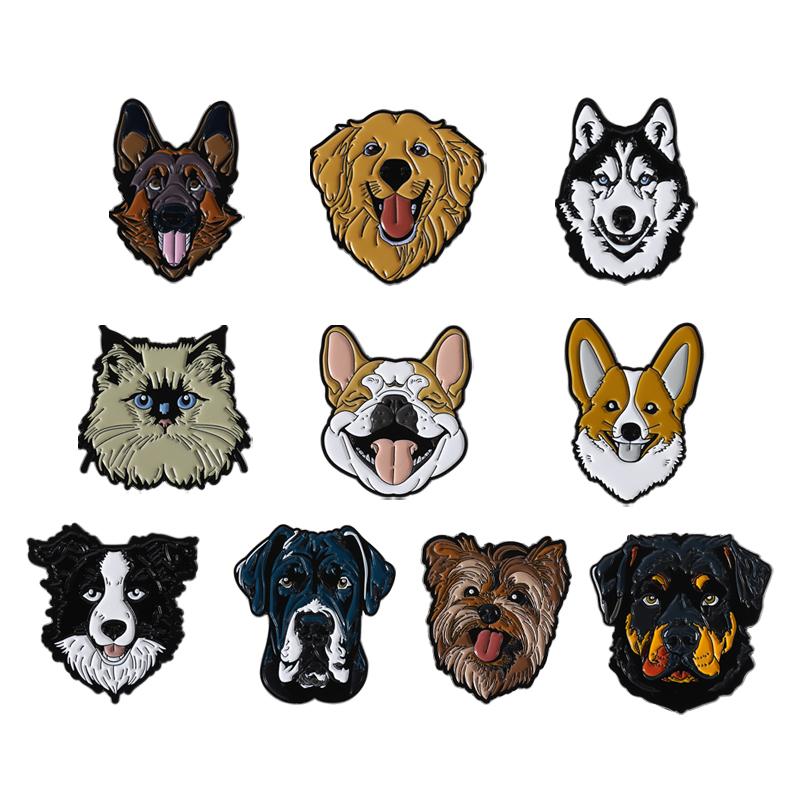 Cute Dog Set Enamel Pins Custom Corgi Border Collie Pattern Brooches Lapel Badges Clothes Animal Jewelry Gift for Friends