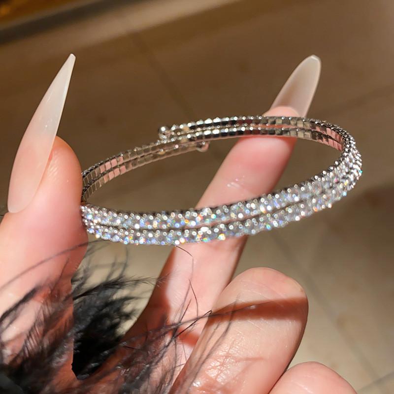 Geometric Zircon Circular Adjustable Bracelet With Cubic Zirconia For Fashionistas