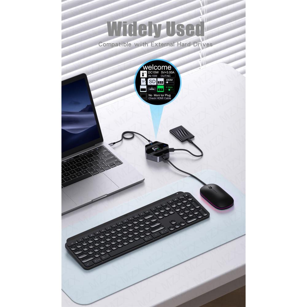 8 In 1 4K 60Hz Docking Station HDMI Compatible USB C 3.1 Hub Tipo Type A Multi-Hub Extender SD TF 3.0 Adapter Dock For Macbook