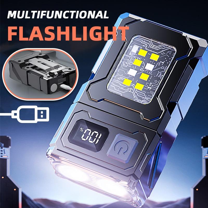 Rotating Ultra Bright Mini LED Flashlight Rechargeable Portable COB Work Light Illumination Suitable for Outdoor Camping Power Outage