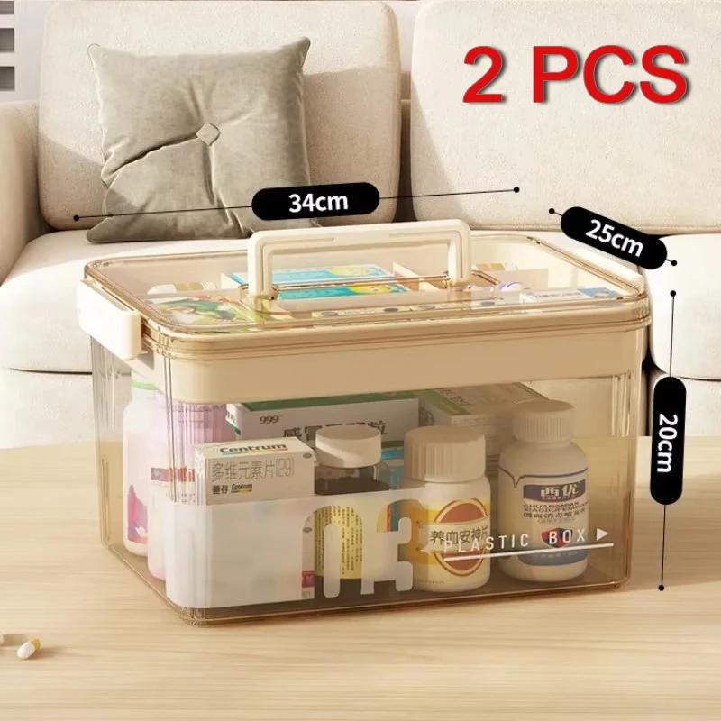 Transparent Multi-Layer Home Medicine Box-Large Capacity Medical Storage Case Perfect for Medication Organization First Aid Use