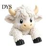 Creative Home Office Ornaments Cute Highland Cow Monitor Figurine, 3D Printed Animal Sitting on Small Topper Figurine Computer Screen Edge Ornament,