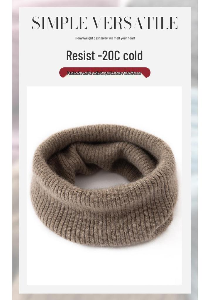 Women's 100% Pure Cashmere Neck Warmer - Versatile Solid Color Pull-On Knit Scarf