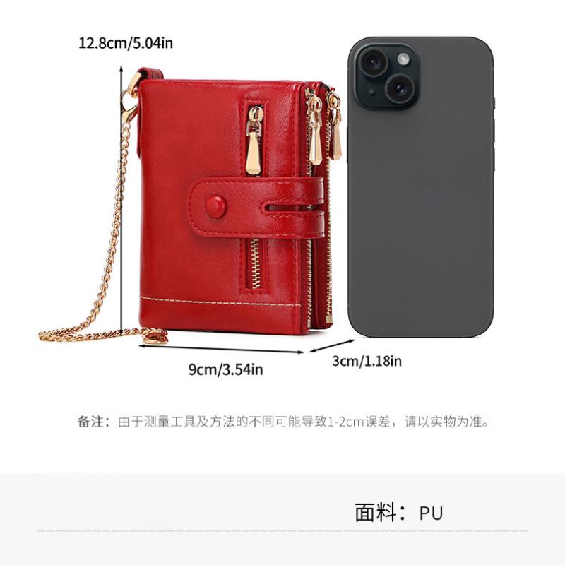 Three-fold Women's Short Wallet with Removable Small Card Holder, Multi-functional Large-capacity Double Zipper Change Bag.