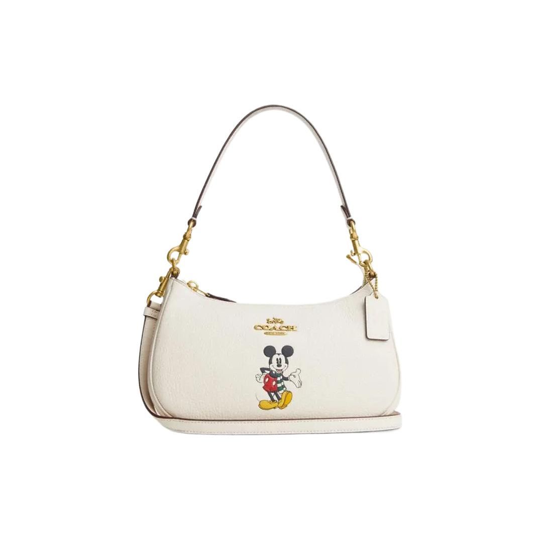 

Coach Teri 25 Solid Color Mickey Mouse Print Tag Hardware Zipper Closure Leather Shoulder Bag Women Shoulder Bag White CM859-B4CAH Basic Set (Bag+Dust Bag)