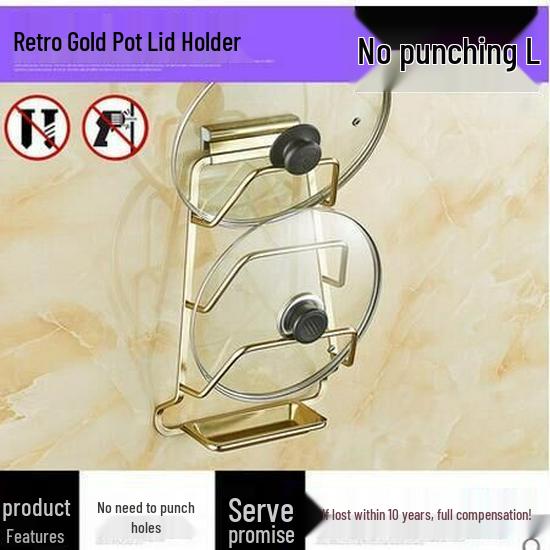 Rostfri väggmonterad grytlock- och skärbrädeorganisatör med vattenuppsamlingslåda