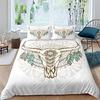 Bull Skull Bedding Set Boho Mandala Duvet Cover for Children Teens Bohemian Feather Print Comforter Cover Animal Skull Pattern