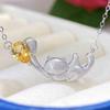 Natural Yellow Crystal Pendant Necklace - S925 Sterling Silver Clavicle Chain for Women