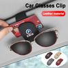 SHEJ3 Leather/Carbon Fibre Car Glasses Clip Sunglasses Bracket Cards Case For BMW 50th Anniversary 1 3 5 7 series E83 F16 E70 X1 X2 X3