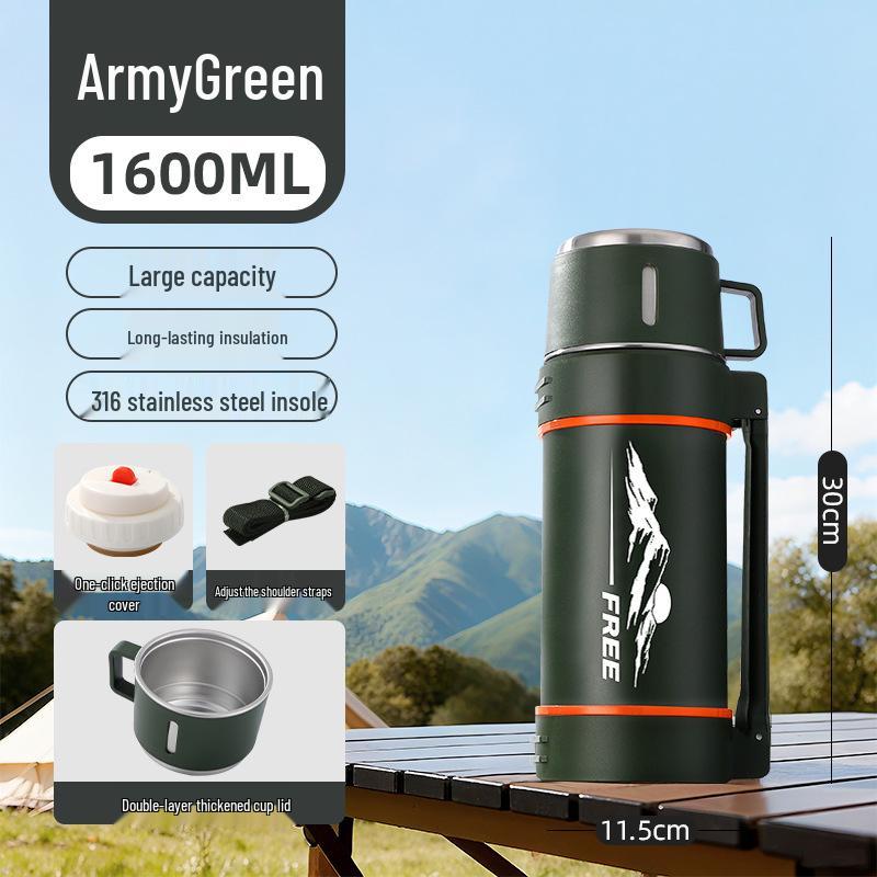 Large Capacity 316 Stainless Steel Insulated Thermos Flask with Portable Design for Outdoor and Travel Use