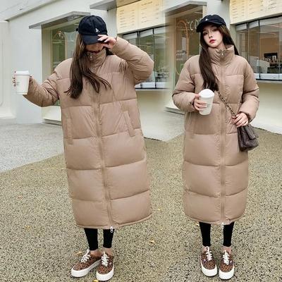Winter Long Parkas Jacket Women Loose Standing Collar Casual Thick Down Cotton Puffer Coat Windproof Warm Quilted Outwear