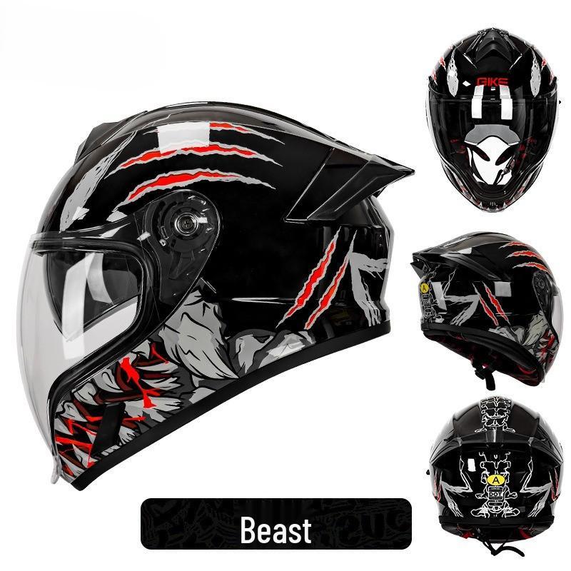Cross-Border Motorcycle Helmet with Spoiler, Double Visors, Ghost Face Design, Unisex, Full Face, 3C/DOT Certified, All Seasons
