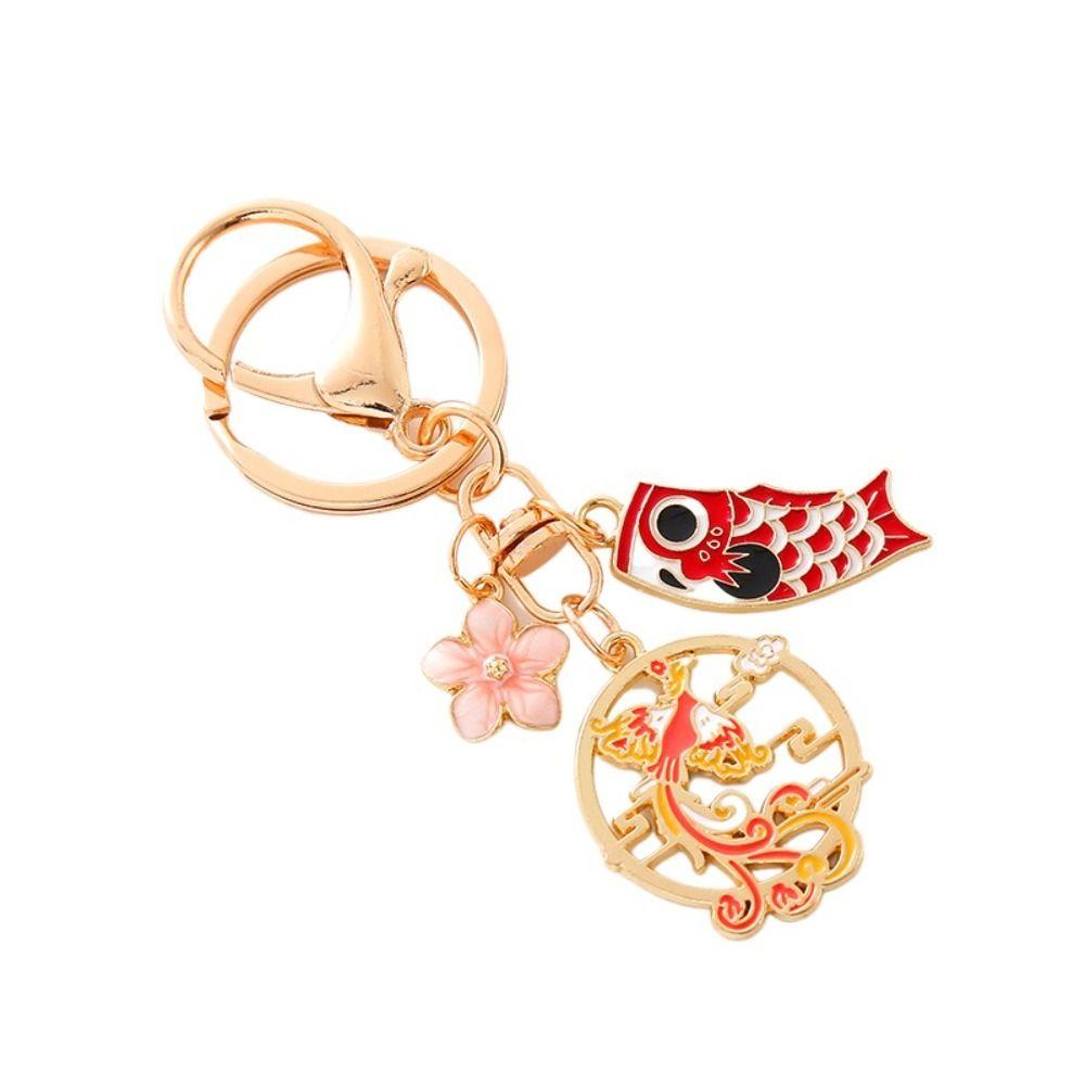 Phoenix Dragon Year Ethnic Luck Keychain Dragon Year Dragon Drop Oil Car Key Ring  New Year Gift