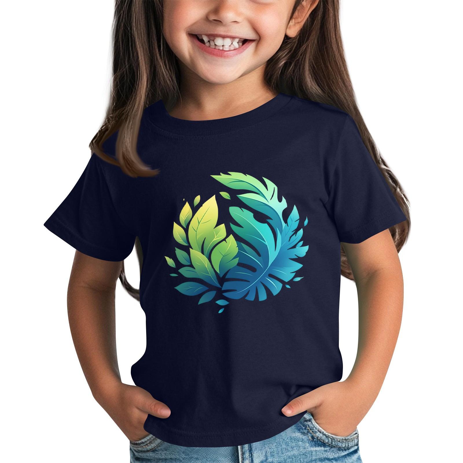 

Детская модная повседневная футболка с круглым вырезом и короткими рукавами 130 тёмно-синий