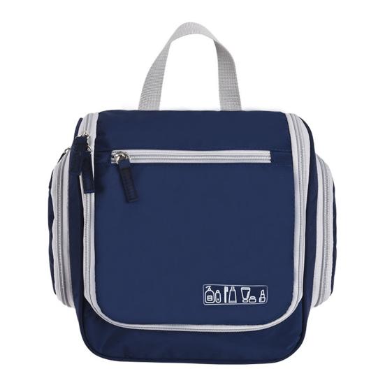 

Travel Toiletry Bag Cosmetic Organizer with Hanging Hook 2 Side Pockets Waterproof Portable Makeup Bag for Business Trips Overnight Stays темно-синий