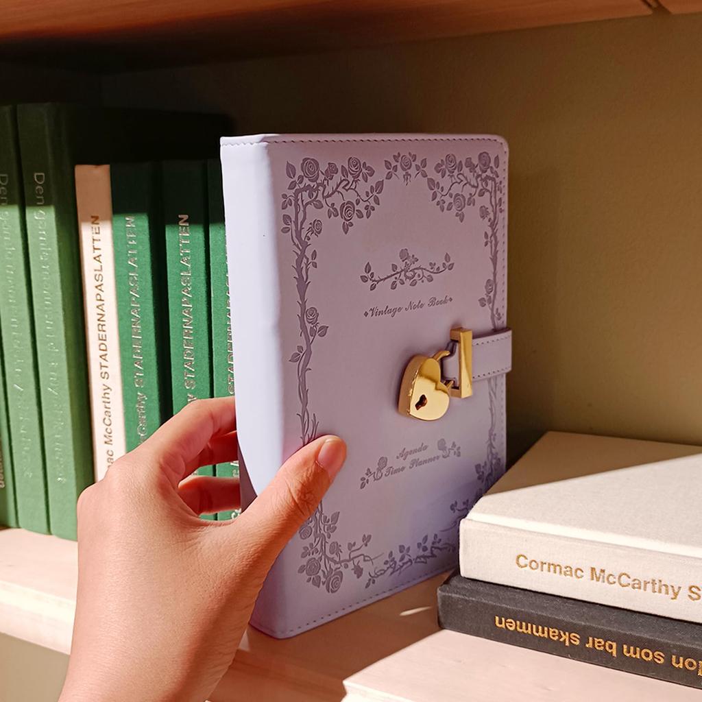 Lockable B6 Size Cute PU Leather Diary with Student Stylish School Gift for Elementary School Girls Notebook, Diary, Lock, Refillable, Diary,