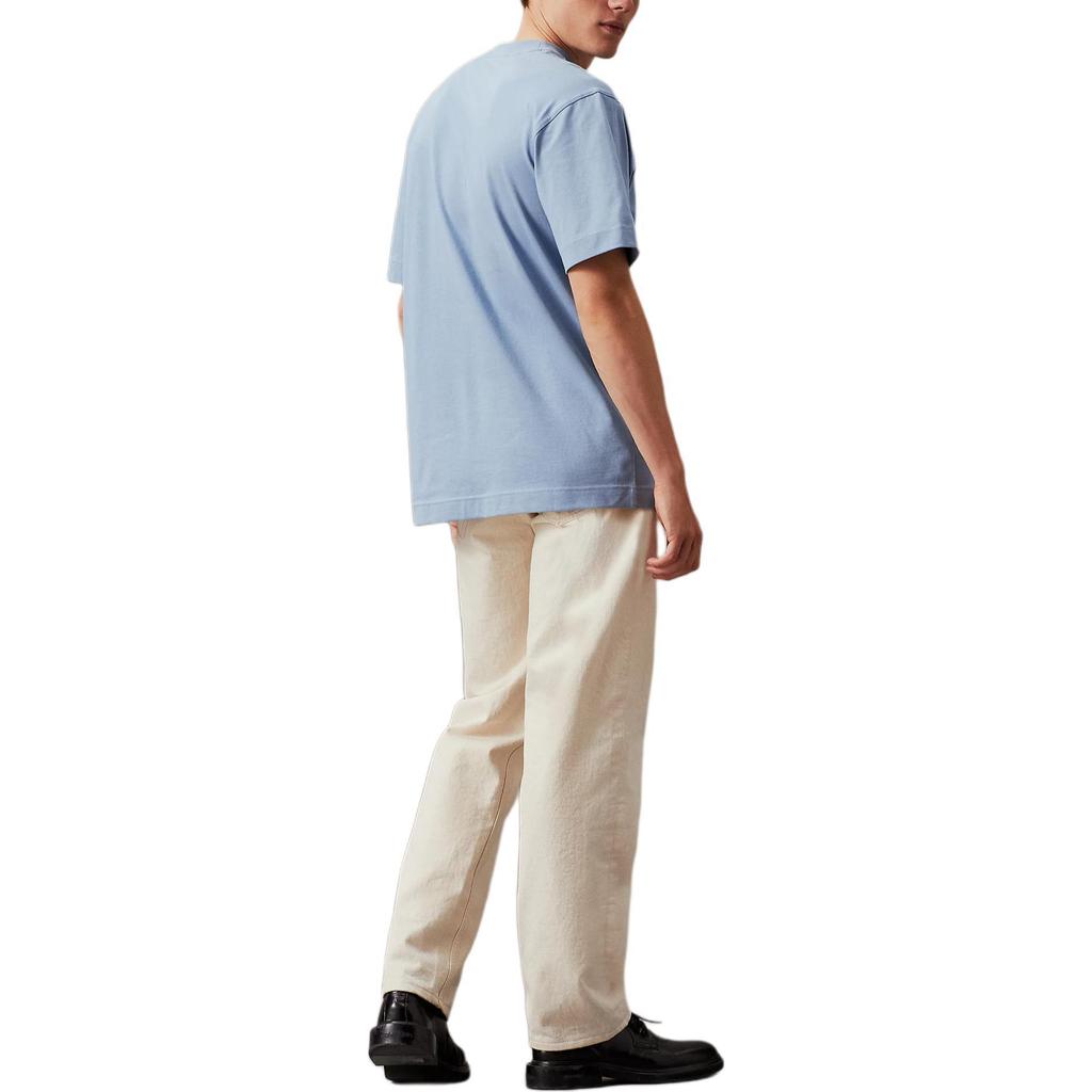 Calvin Klein Jeans Textured Logo Solid Color Crew Neck Short Sleeve T-Shirt Men Tops Light-Blue J30J325657-CFF
