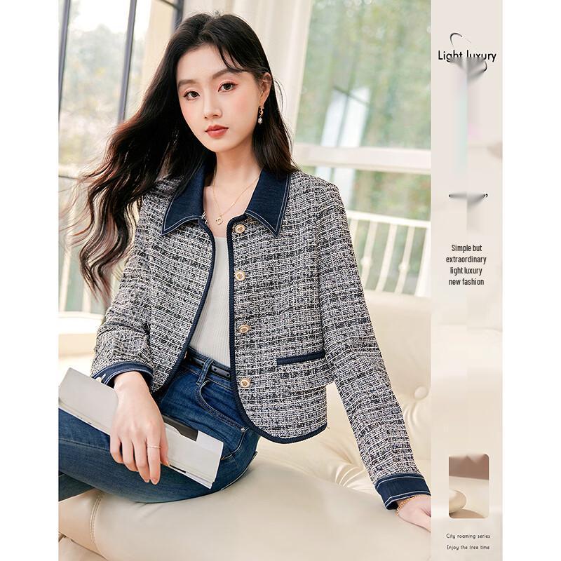 Мимолетное время Женская короткая куртка с лацканами, черно-белая пэчворк L