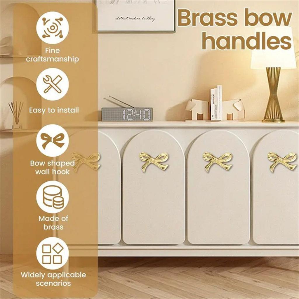 Gold Bow Drawer Knobs Vintage Metal Handles Elegant Metal Handles Decorative Handles Set for Bedroom & Kitchen Cabinets