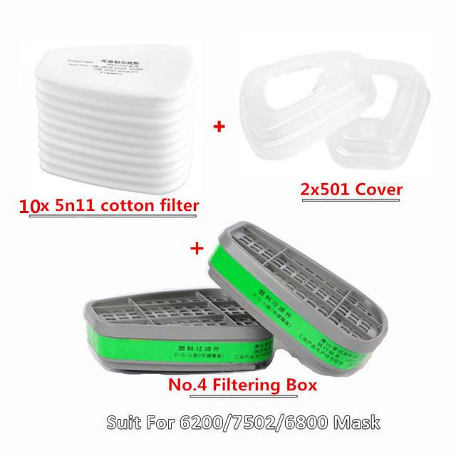 6200/7502/6800 MaskChemical Gas Mask 6001/6002/6004 Box 5N11 Cotton FilterPaint Protection MaskRespiratorReplaceable Accessories