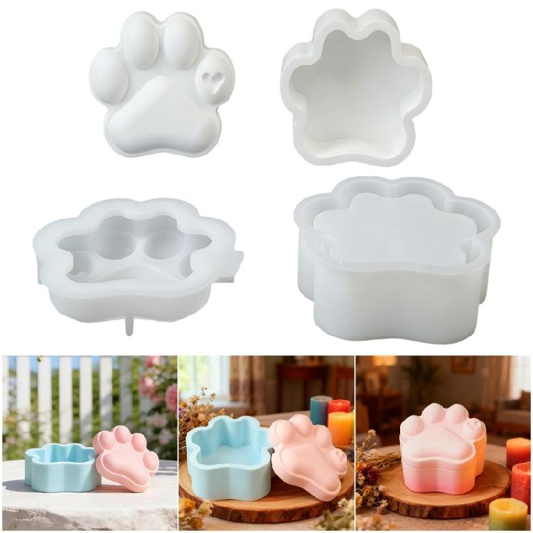 Stampo Artigianale in Silicone a Forma di Zampa di Cane Scatola Contenitore Stampi per la Creazione di Contenitori per Candele e Organizer per Regali Fatti a Mano