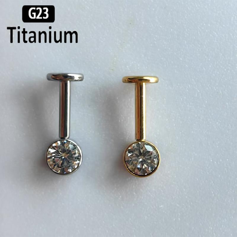 ASTM F136 Titanium 16G Marquise CZ Screw Flat Back Vertical Helix Piercing Ear Cartilage Stud Earrings G23 Titanium Body Jewelry