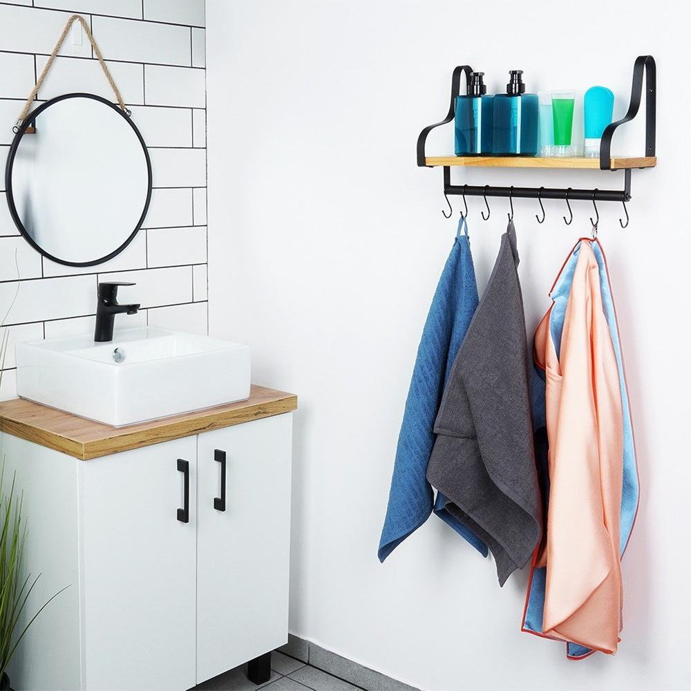 Wall Hanging Kitchen Bathroom Shelf Rail for Utensils, Cups, Towels