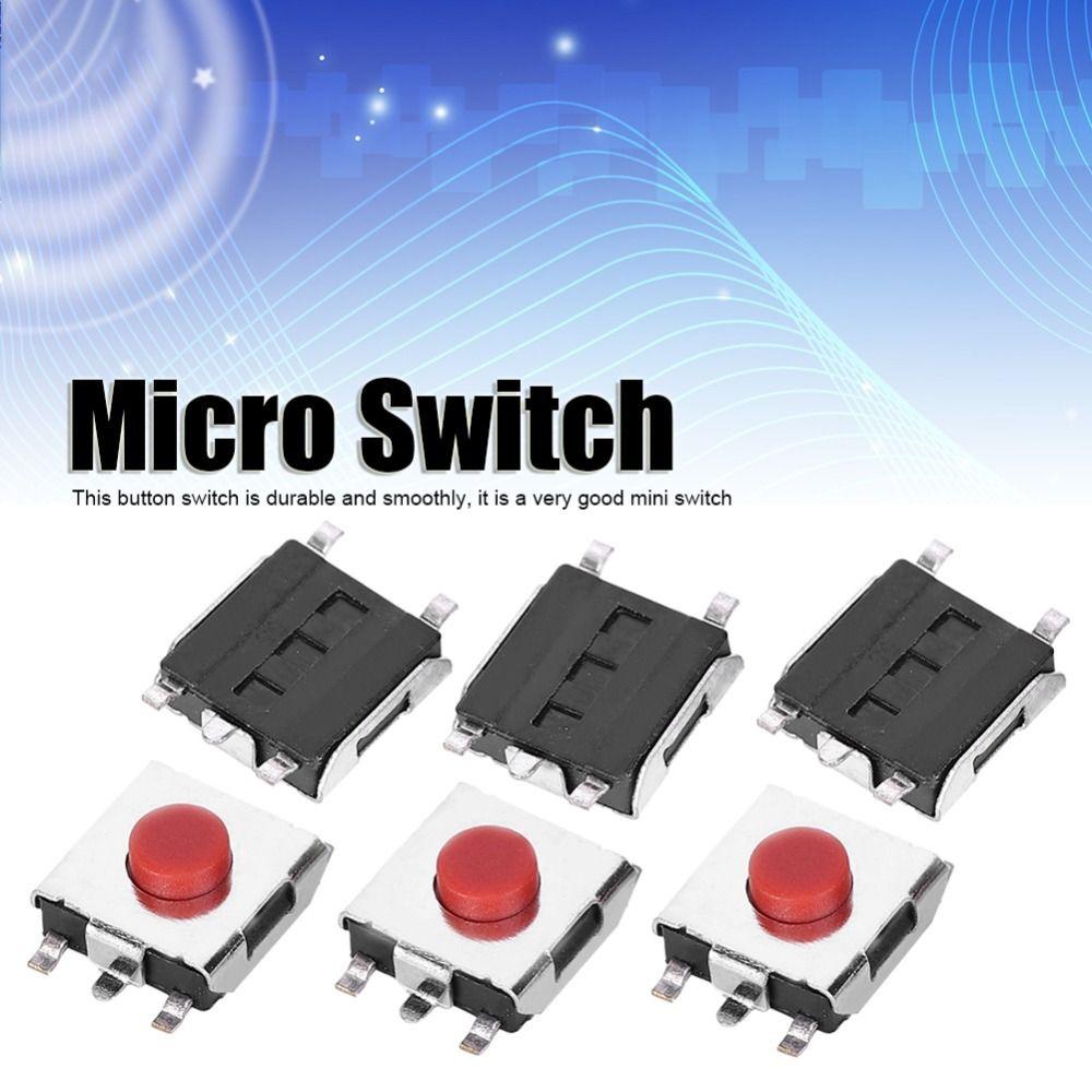 200PCS 6 x 6 x 3.1mm Tactile Push Button 5 Pins Brass Momentary Tactile Switch Mini Assortment Kit Light Touching Patch Cars