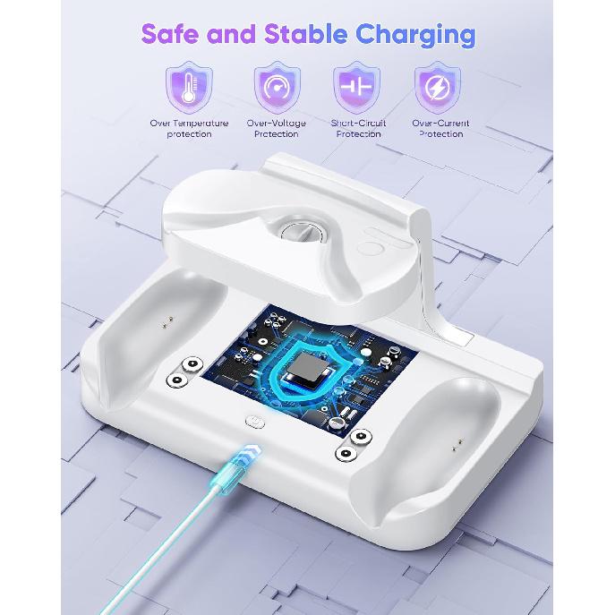 Charging Dock for Meta Quest 3 & Quest 3S, Fast Charging Station for Oculus Quest 3S/Quest 3 Accessories with RGB Light, Stand for VR Heatset with 2