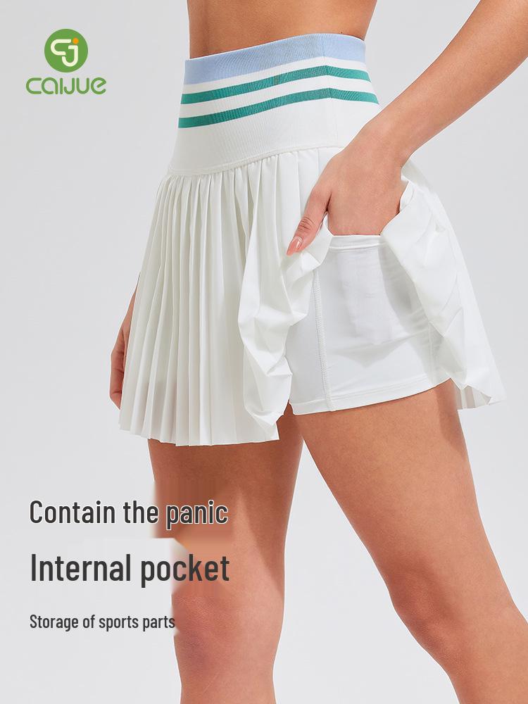 Cai Jue Women's Pleated Tennis & Badminton Skirt with Built-in Shorts & Pockets, Anti-exposure Design
