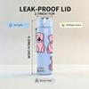 1PC Cute Pink Bear Couple Cartoon Art 750ml Color Plastic Sports Water Bottle Leakproof Flip Straw Lid Suitable for Sports Office Home Use