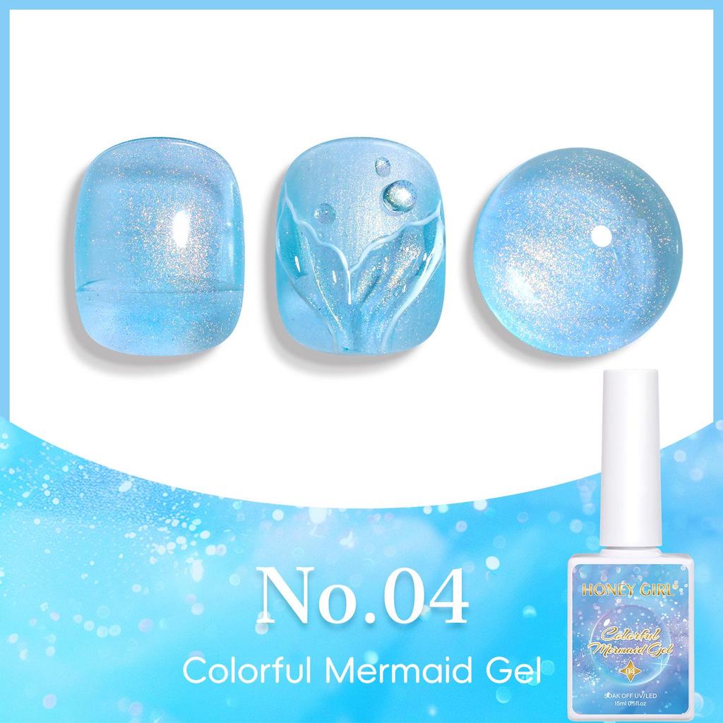 Smalto per Unghie Glitterato Rosa Iridescente Sirena con Strass e Gel Colla Proteica