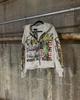 Cardigan con cappuccio alla moda hip-hop streetwear retro americano con stampa di lettere, maglione sportivo ampio Harajuku