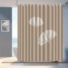 1pc Ginkgo leaf patterned shower curtain, polyester fabric, machine washable, with hooks, suitable for bathroom décor.