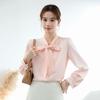Women's High-End Chiffon Bow Tie White Shirt - 2026 Stylish Professional Luxury Top