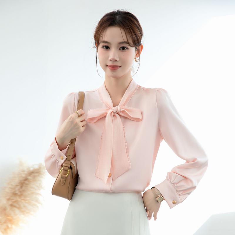 Women's High-End Chiffon Bow Tie White Shirt - 2026 Stylish Professional Luxury Top