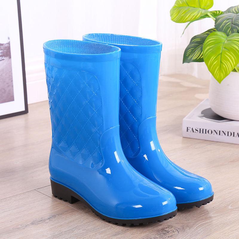 Damskie Kalosze do Połowy Łydki - Antypoślizgowe, Grubo Podeszwowe, Wodoodporne z Ciepłą Bawełnianą Podszewką na Jesień/Zimę