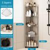Stainless steel Rack Multi-Layer Transparent Bathroom Shelf Storage Trolley Easy-Move Corner Space-Saving for Bathroom
