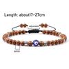 Bracciale Occhio Maligno 4mm Perline di Pietra Lavica Nera Opaca Naturale Bracciale Intrecciato Fatto a Mano per Uomo Donna Yoga Reiki Gioiello Regolabile