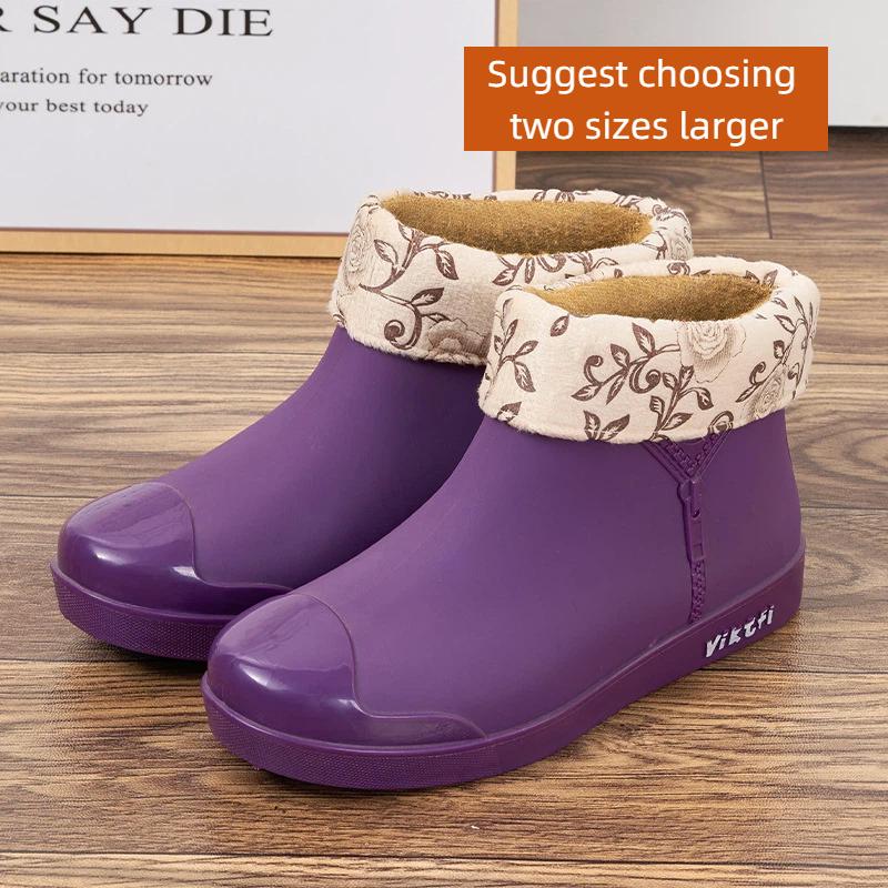 Women's Fashion Trend Outdoor Cotton Low Tube Cotton Rain Shoes