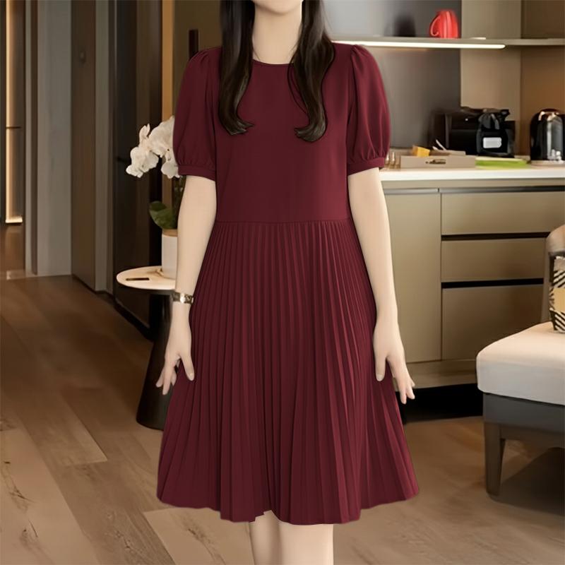 ZANZEA Women Daily Casual Round Neck Solid Color Short Sleeve Dress
