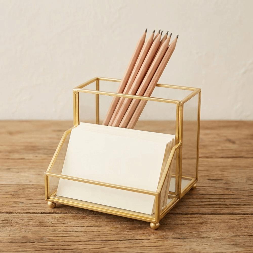 Golden Edge Business Card Holder Elegant Desk Organizer Creative Name Card Organizer Meetings