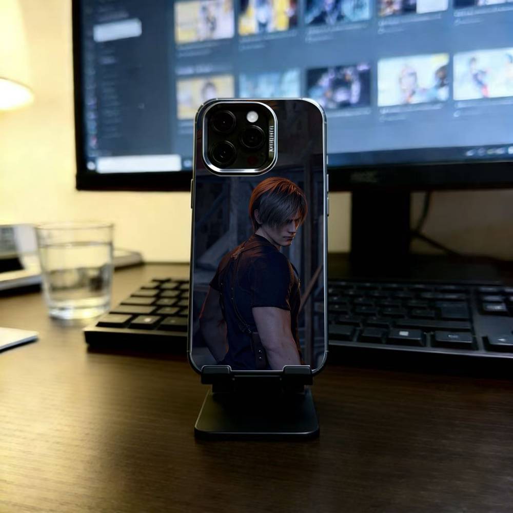 Leon Kennedy Phone Case For iPhone 17,16,15,14,13,12,11 Plus,Pro Max,XS,Colored Silver Plated Inside Cover