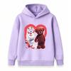 Kids Boys Girls Pullover Hoodie, Cute White Cow with Flower Headband Plush Bear Print Casual Soft Hooded Sweatshirt for Children Daily Wear
